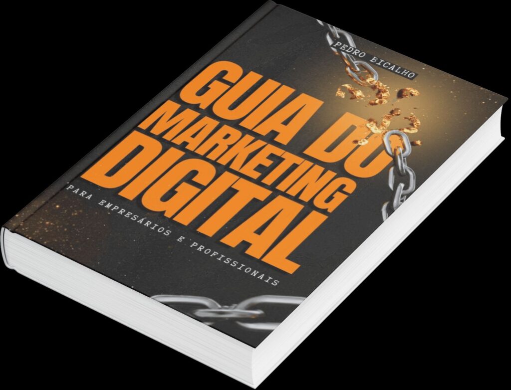 Ebook guia do marketing digital para empreendedores e profissionais capa preta com escritas em laranja